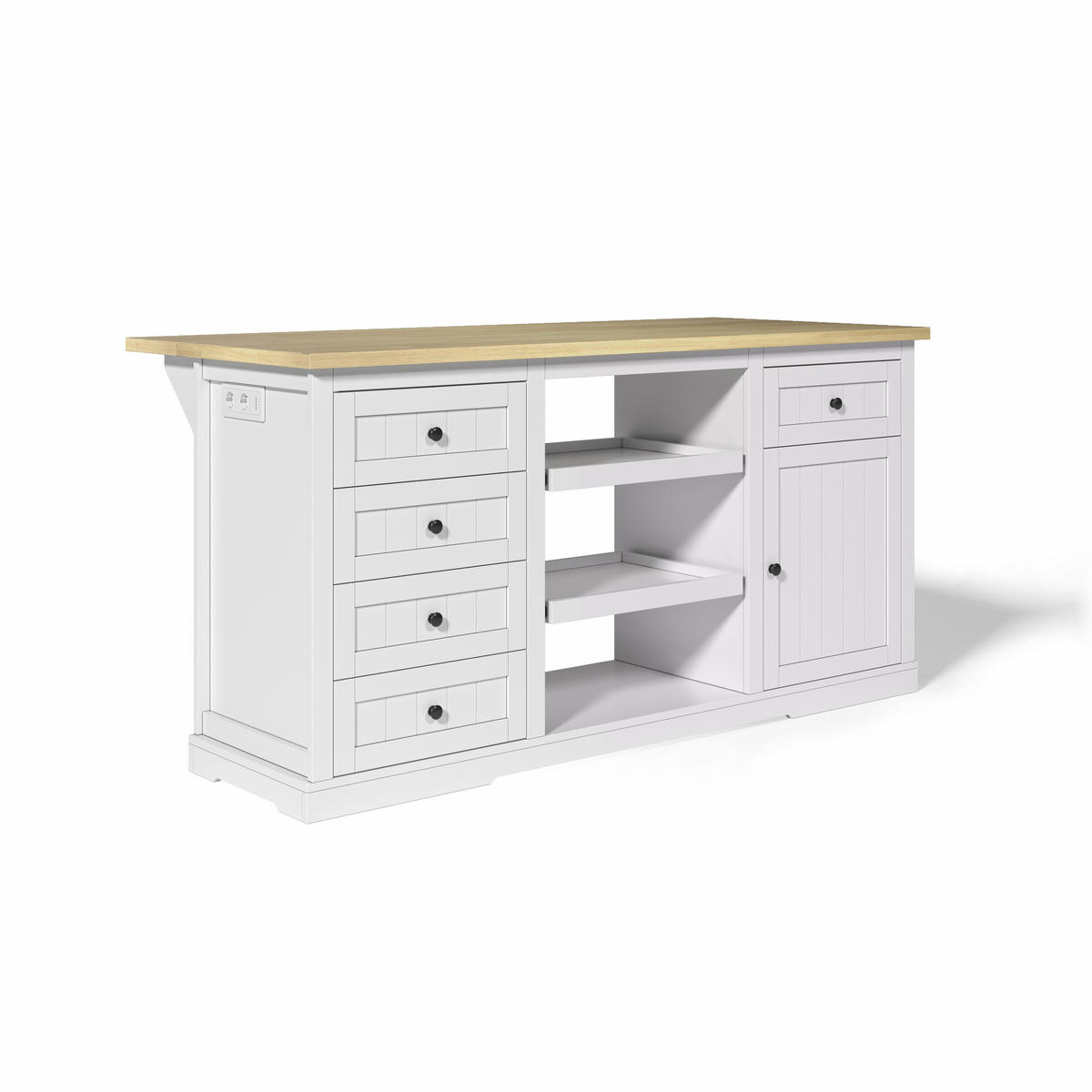 SIDEBOARD in Weiß Kücheninsel mit Schubladen und Ausziehböden für Küche, Esszimmer und Wohnzimmer, B150/T65/H75 cm - Weiß, Holzwerkstoff (150/75.5/65cm) - STILVORA