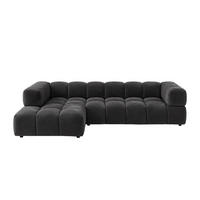 ROHOVÁ SEDAČKA ve tvaru L, velurová tkanina Bluvel, Černá, Levá strana, Averro XL - černá, dřevo (320/150cm) - Kaiser Möbel
