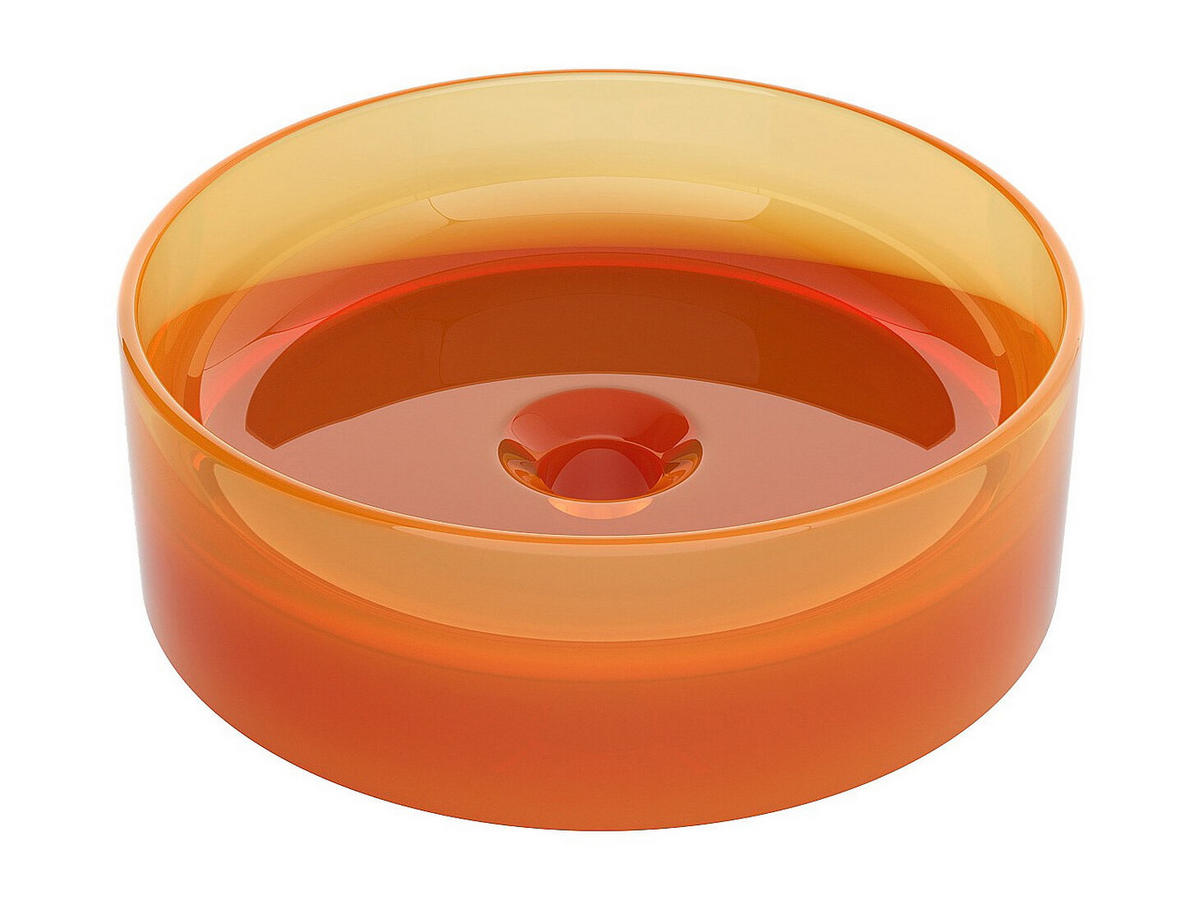 AUFSATZWASCHBECKEN - 40 cm x 40 cm - harz - orange Spavo - Orange, Kunststoff (40/13.5/40cm) - Vente-Unique
