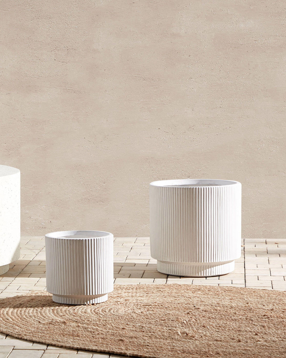 BLUMENTOPF Weiß Daria - Weiß, Naturmaterialien (37cm) - Beliani