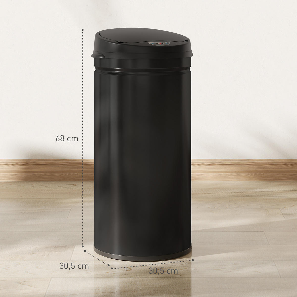 MÜLLEIMER Schwarz 30.5/30.5/68.0 cm - Schwarz, Metall (30.5/68/30.5cm) - HOMCOM