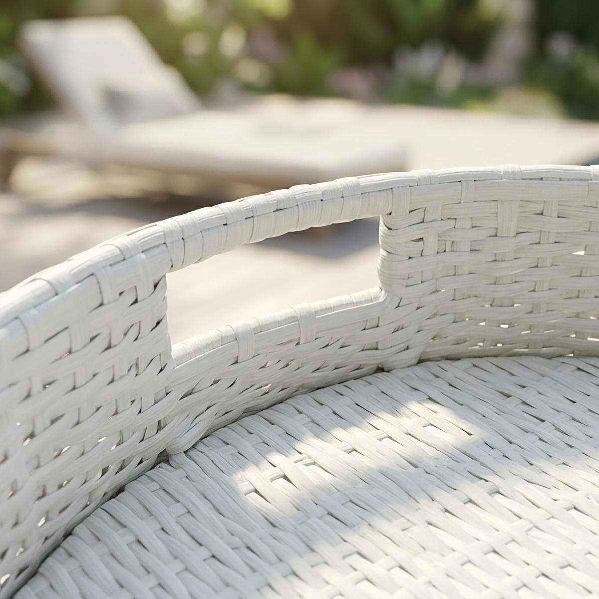 SERVERINGSBRICKA vit flytande PE rotting 80 cm - Vit, Textil/Metall (80/20/80cm) - Relaxdays