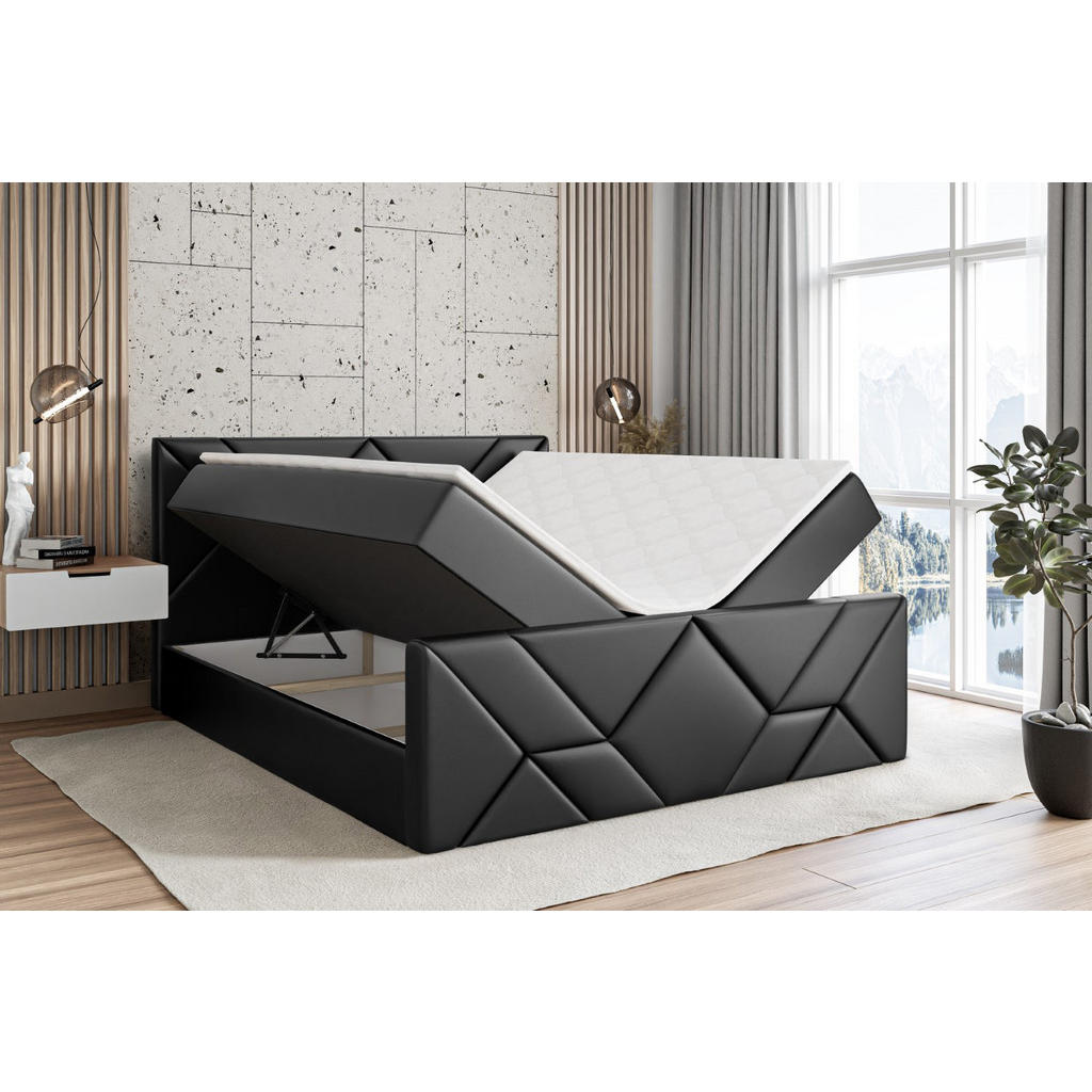 Thumbnail - Altdecor Boxbett, Schwarz Hochglanz, Holzwerkstoff, Höhe ca. 20 cm, 180x200 cm, Schlafzimmer, Betten, Boxspringbetten