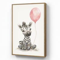 NACHTTISCHLAMPE MIT AKKU Zebra - Baby - Tiere - Rosa Luftballon 70x100 cm - Weiß, Holzwerkstoff (8/70/100cm) - OnlyWow