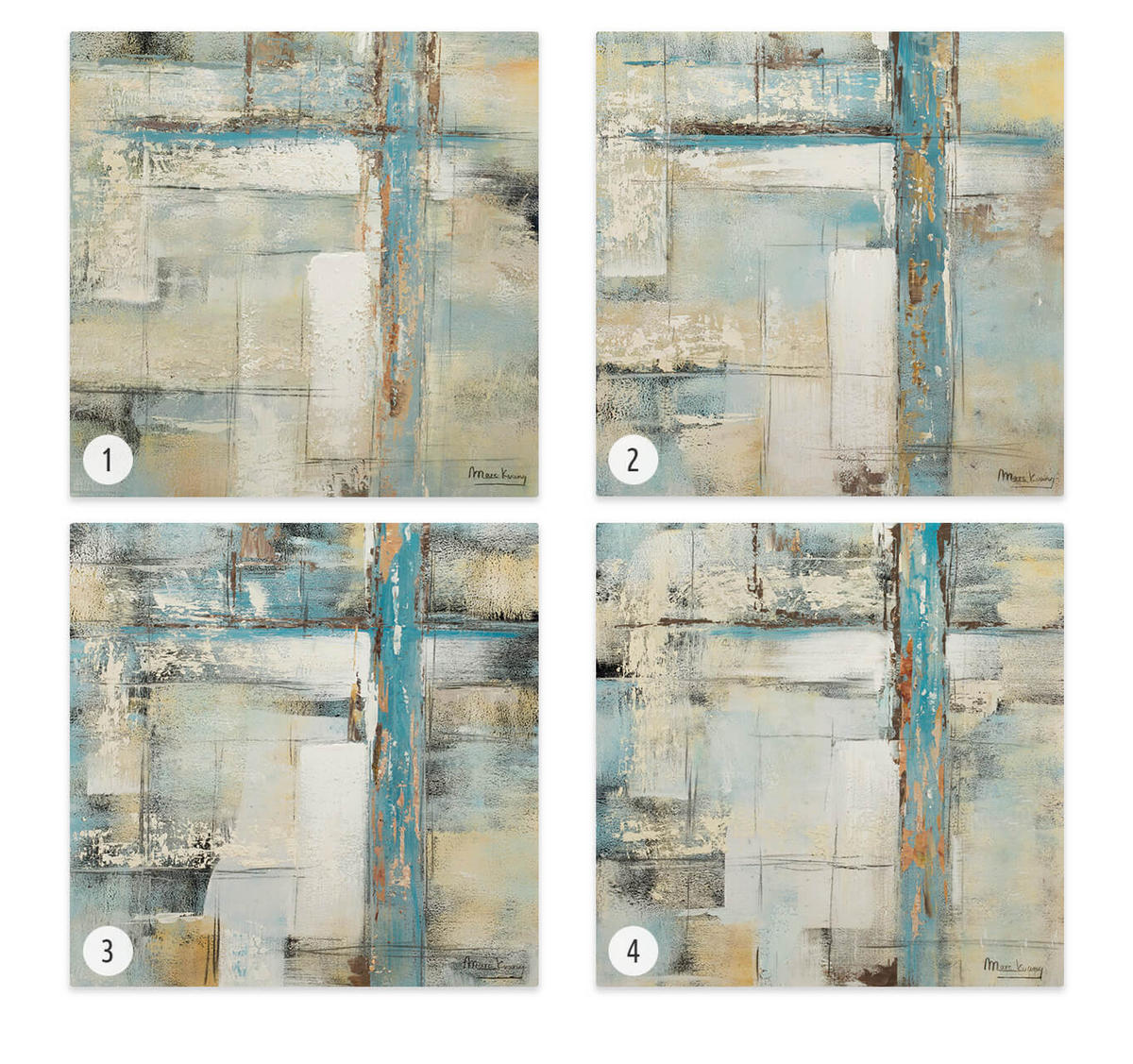 ACRYLBILD HANDGEMALT 60/60 cm - Blau/Beige, Holz/Textil (60/60cm) - KUNSTLOFT