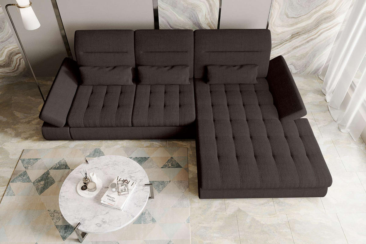 ECKSOFA Toscana Plus Velours inkl. Schlaffunktion - Braun, Textil (300/179cm) - 99rooms
