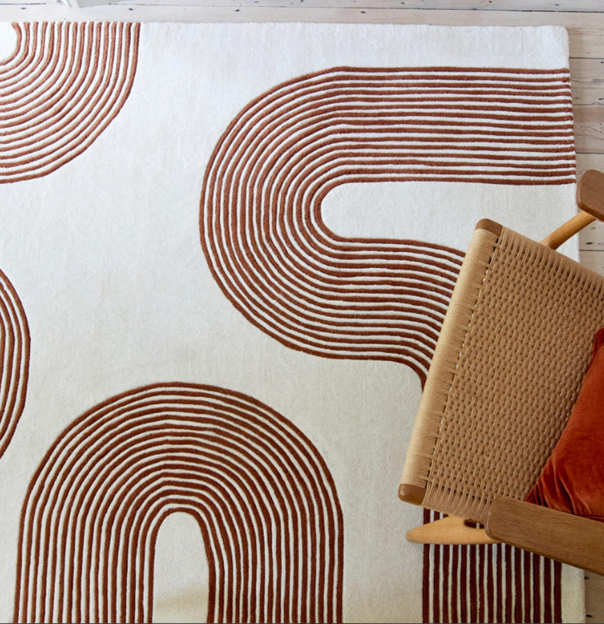 TEPPICH modern handgetuftet Wolle CROOK Rot 160 x 230 cm - Rot, Naturmaterialien (160/230cm) - Novatrend