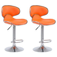 BARHOCKER 2er Set Lederlook orange - Chromfarben/Orange, Textil/Metall (46/88/49cm) - CLP