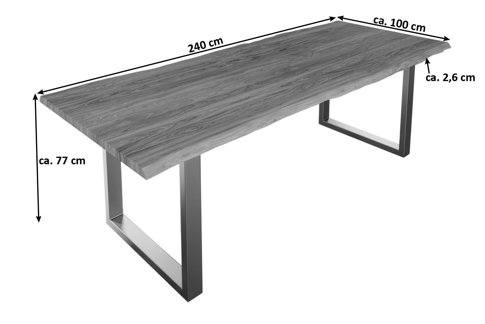 ESSTISCH LAUREN - Beige/Silberfarben, Holz/Metall (100/240/77cm) - SAM