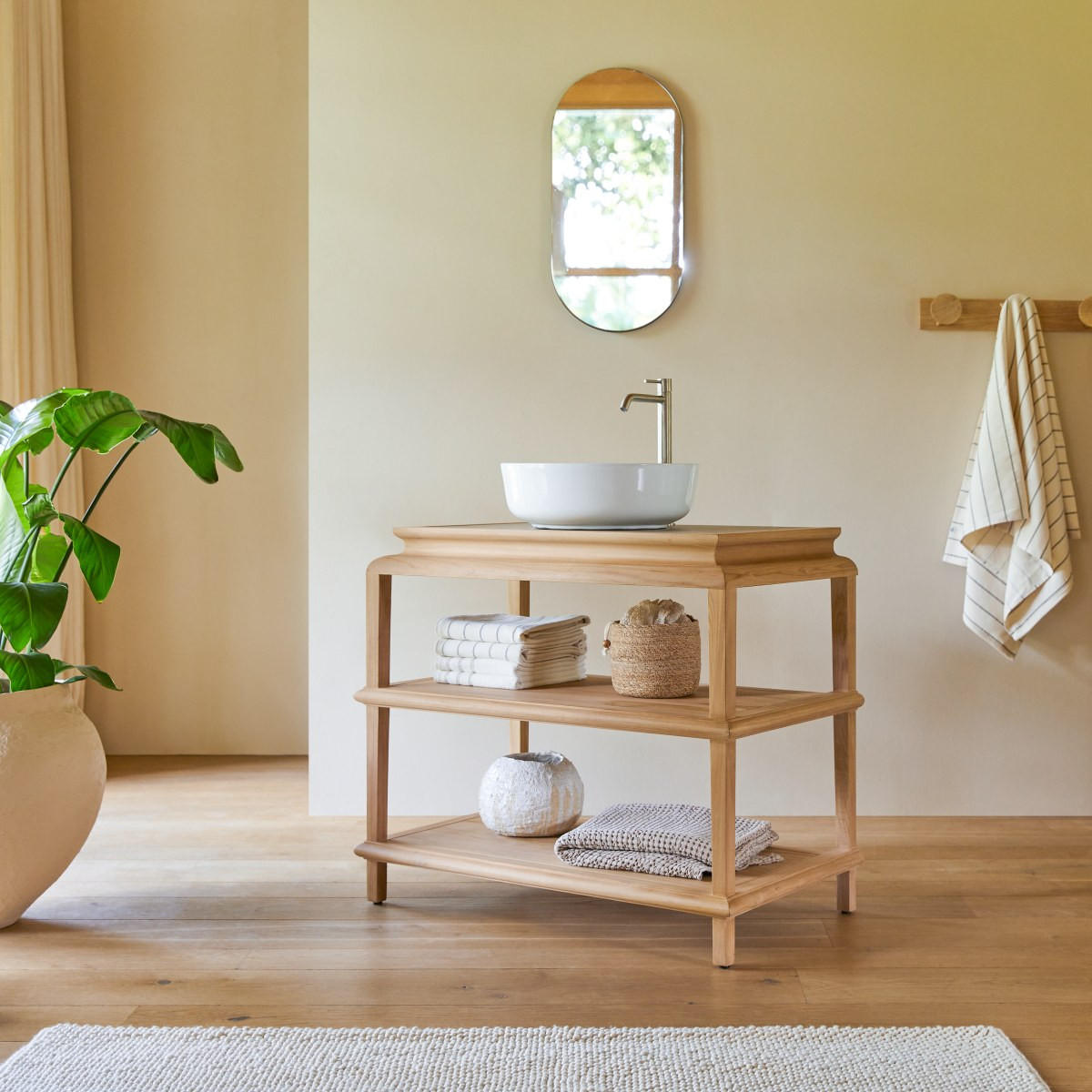 WASCHTISCHUNTERSCHRANK Achille Natur aus Teak - Naturfarben, Holz (94/80/55cm) - Tikamoon