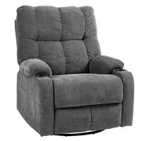 RELAXSESSEL Drehbar Fernsehsessel mit Liegefunktion, Schaukelfunktion Dunkelgrau - Dunkelgrau/Schwarz, Textil/Metall (96/108/88cm) - HOMCOM