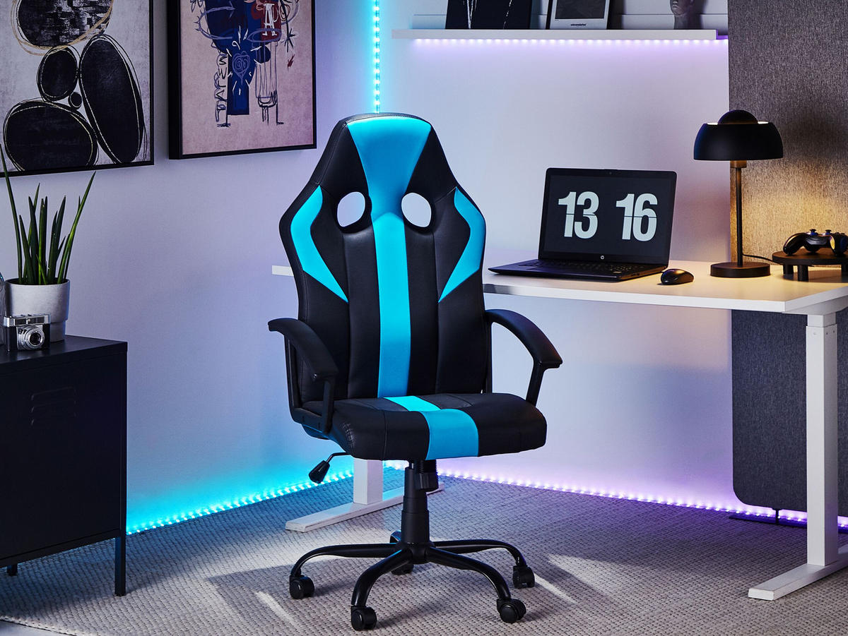 BÜROSTUHL Kunstleder Hellbraun/Schwarz Success - Schwarz, Textil/Metall (60/117/60cm) - Beliani