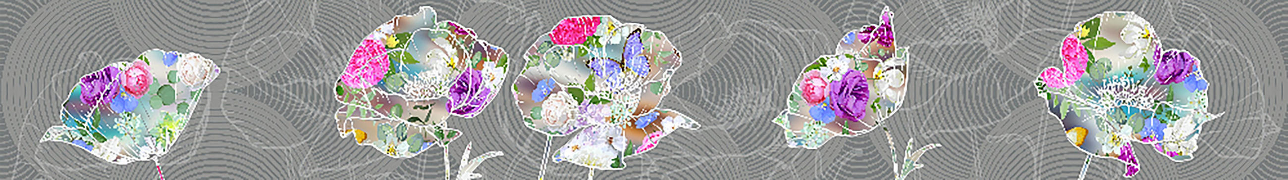 SELBSTKLEBENDE Tapetenbordüre Blumen 500 x 14 cm - Grau, Papier (500/14cm) - Sanders & Sanders