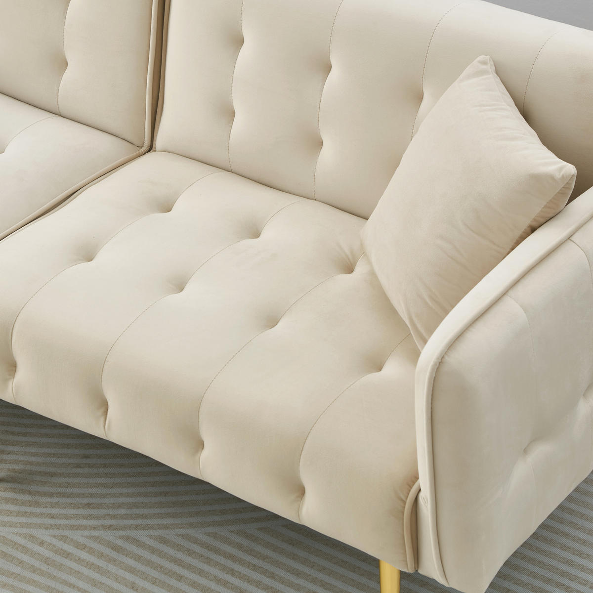 2-SITZER SCHLAFSOFA Samt Beige mit Bettfunktion - Beige, Textil/Metall (178/70/82cm) - WISHDOR