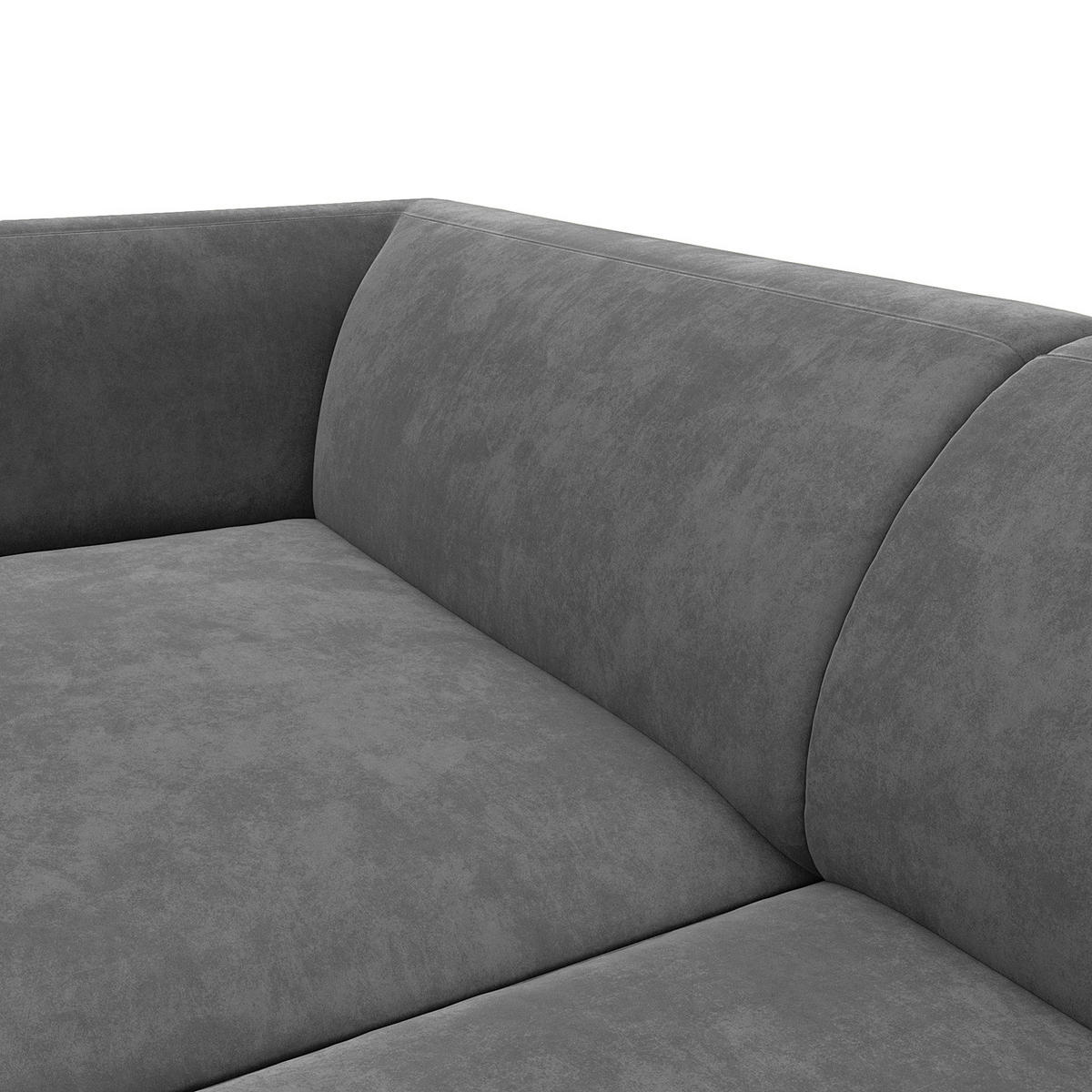 1,5-SITZER ECKSOFA mit Longchair - Schwarz/Grau, Textil/Metall (211/148cm) - home24
