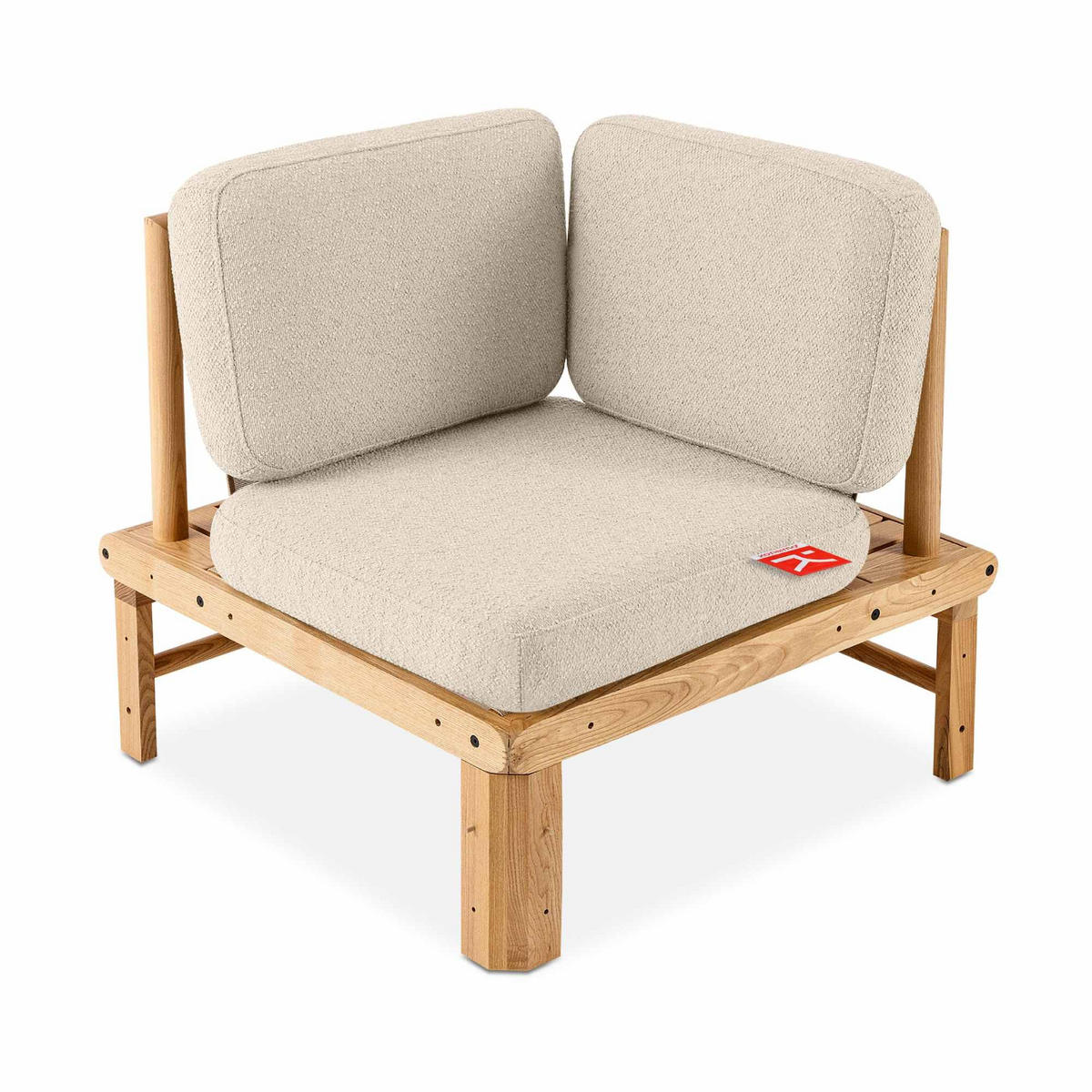 LOUNGESOFA ATREDA links - Creme, Holz/Textil (245/74/245cm) - KONSIMO®