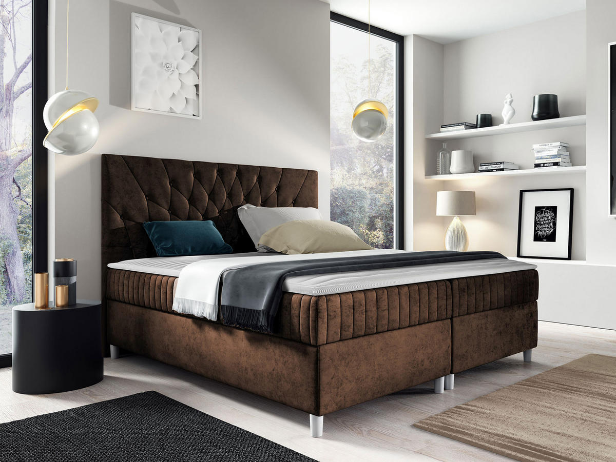 BOXBETT Prowansja - Dunkelbraun, Holz (140/200cm) - MIRJAN24