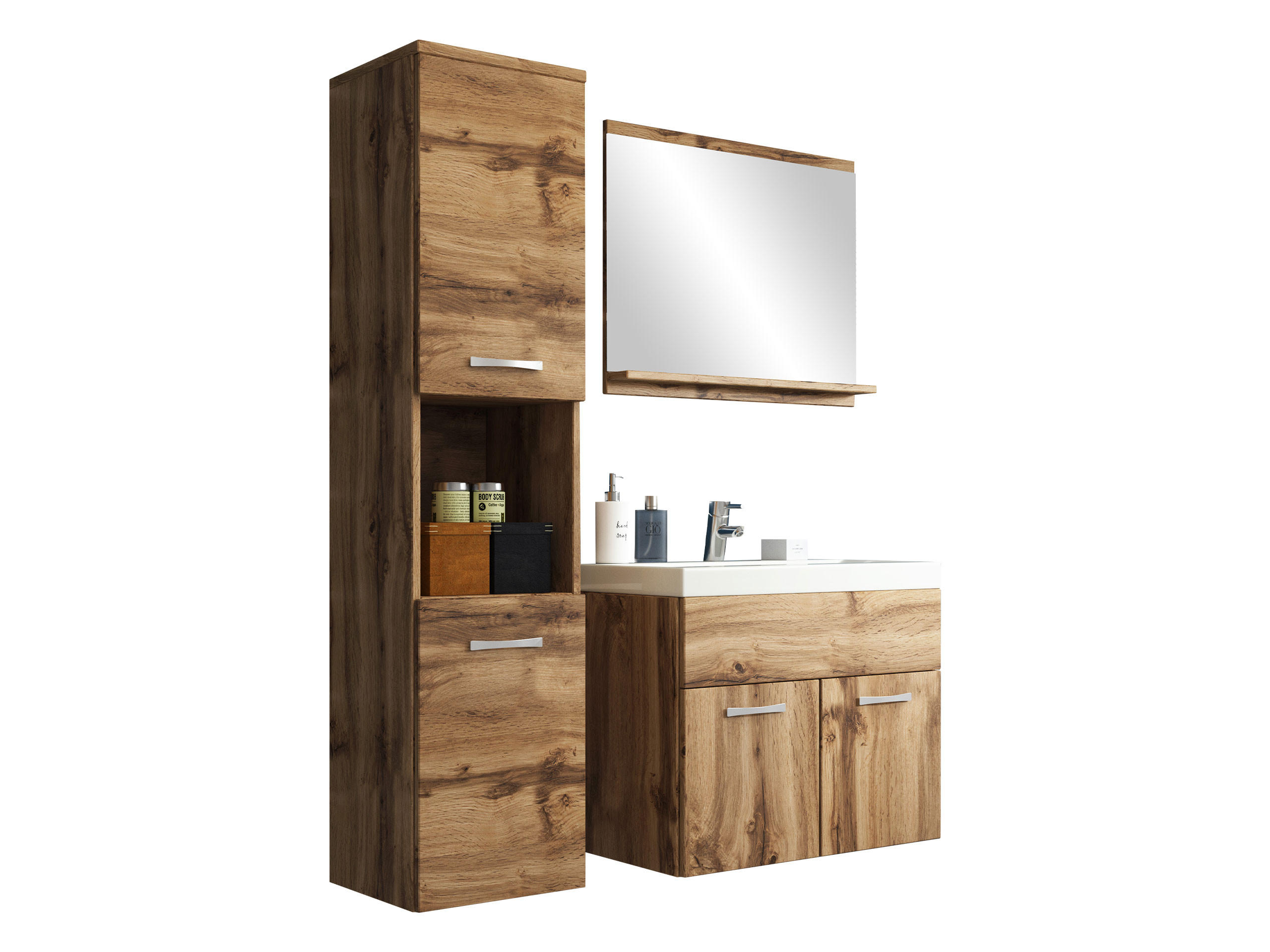 BADMÖBEL-SET Montreal - Eiche Wotan, Holzwerkstoff (30/132/30cm) - MIRJAN24