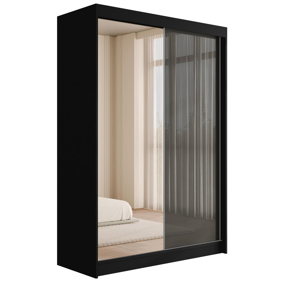 KLEIDERSCHRANK VESLI - 120 cm - Schwarz|Grau - Schwarz/Grau, Holzwerkstoff (120/215/61cm) - ALTDECOR