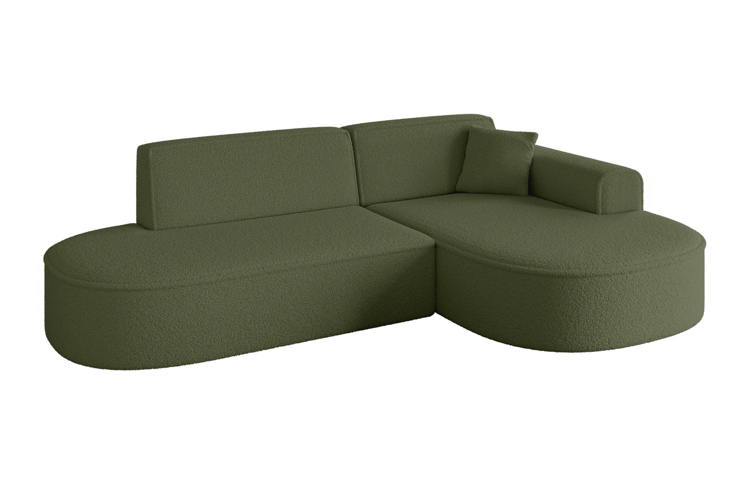 ECKSOFA Ottomane Rechts MARI-L1 - 243x171x79 cm Grün Bouclé - Schwarz/Grün, Holzwerkstoff/Kunststoff (234/163cm) - ALTDECOR