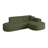 ECKSOFA Ottomane Rechts MARI-L1 - 243x171x79 cm Grün Bouclé - Schwarz/Grün, Holzwerkstoff/Kunststoff (234/163cm) - ALTDECOR