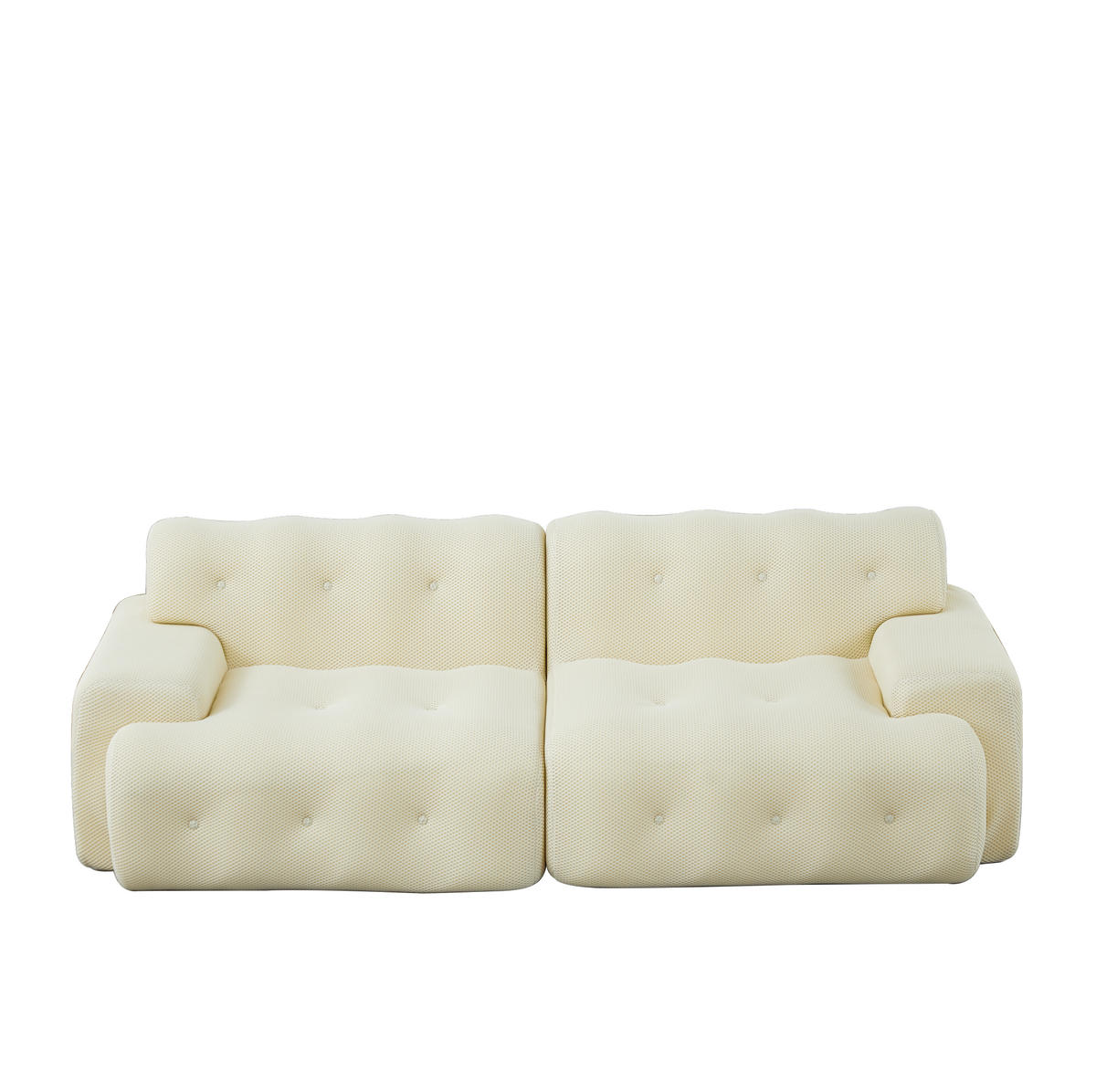 2-SITZER-SOFA aus Stoff 224x104x66 cm Beige montagefrei mit breiten Armlehnen und tiefem Sitzkomfort - Beige, Textil (224/66/104cm) - Modfu