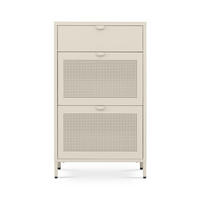SCHUHSCHRANK RUBEN aus beigefarbenem Metall im Industriestil mit 2 Klappen und 1 Schublade - Beige, Metall (60/101.5/30cm) - Sicaan