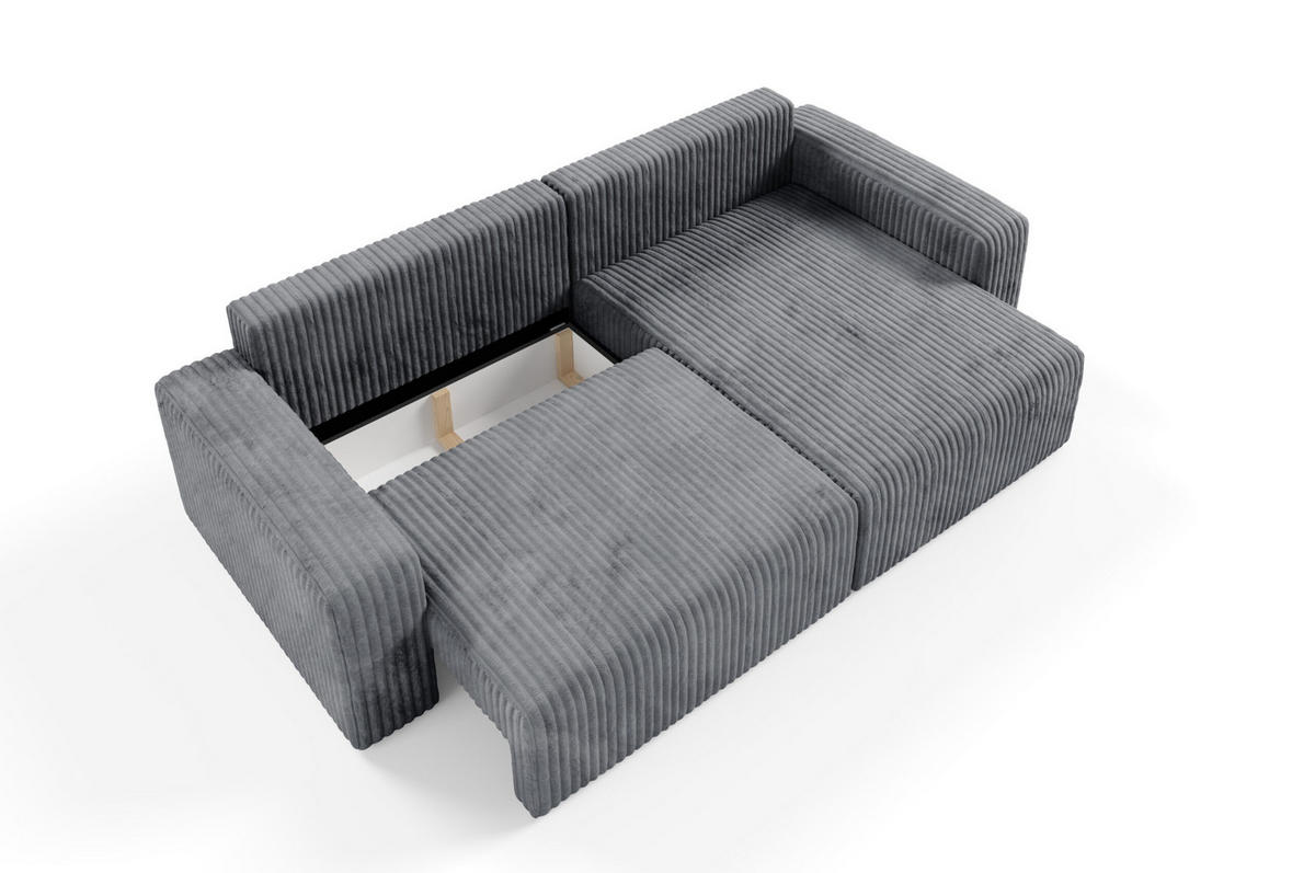 ECKSOFA mit Schlaffunktion Cord Grau - Grau, Textil (244/149cm) - Furnisell