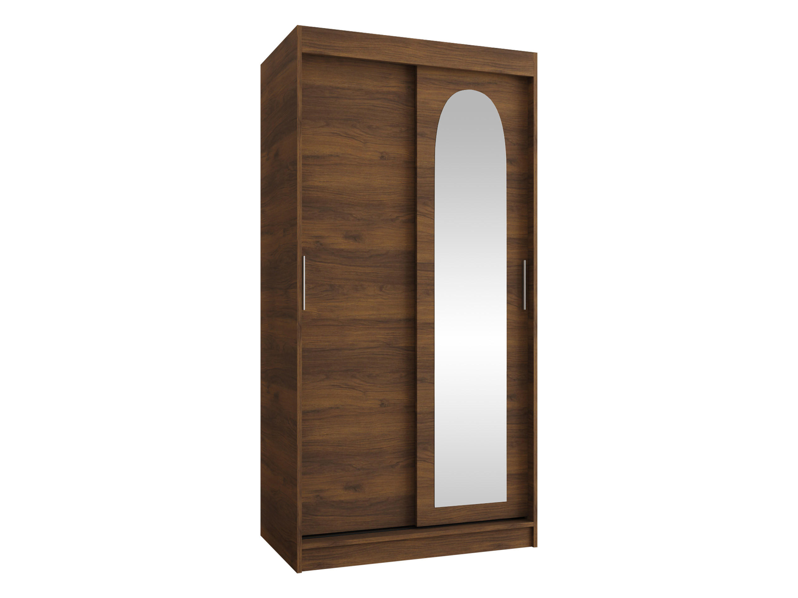 SCHWEBETÜRENSCHRANK Selfie 100 cm - Silberfarben/Nussbaumfarben, Holzwerkstoff/Kunststoff (100/200/62cm) - MIRJAN24