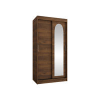 SCHWEBETÜRENSCHRANK Selfie 100 cm - Silberfarben/Nussbaumfarben, Holzwerkstoff/Kunststoff (100/200/62cm) - MIRJAN24
