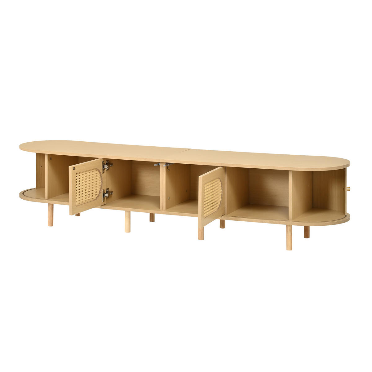 LOWBOARD DE-40414 2 Rattan-Türen mit Rolltüren Helle Holzfarbe - Naturfarben, Holzwerkstoff (180/40/40cm) - ComfortXL