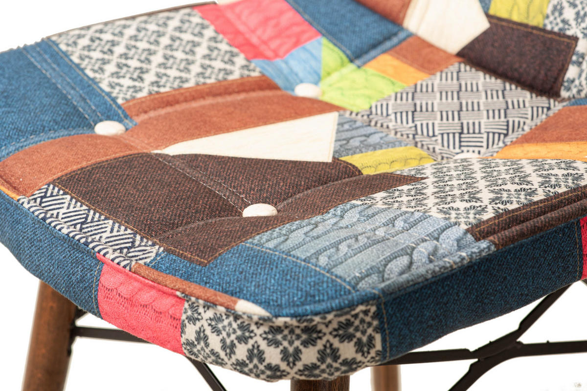 STUHL DENVER mit Holzbeinen - Blau/Multicolor, Holz/Textil (46/85/46cm) - Stuhlmann