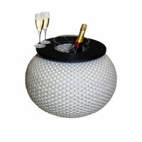 BEISTELLTISCH MIT ACRYL-KÜHLER Milano Champagner/Schwarz 40 cm - Champagner/Schwarz, Kunststoff (55/55/40cm) - COOTAB Cooler Table