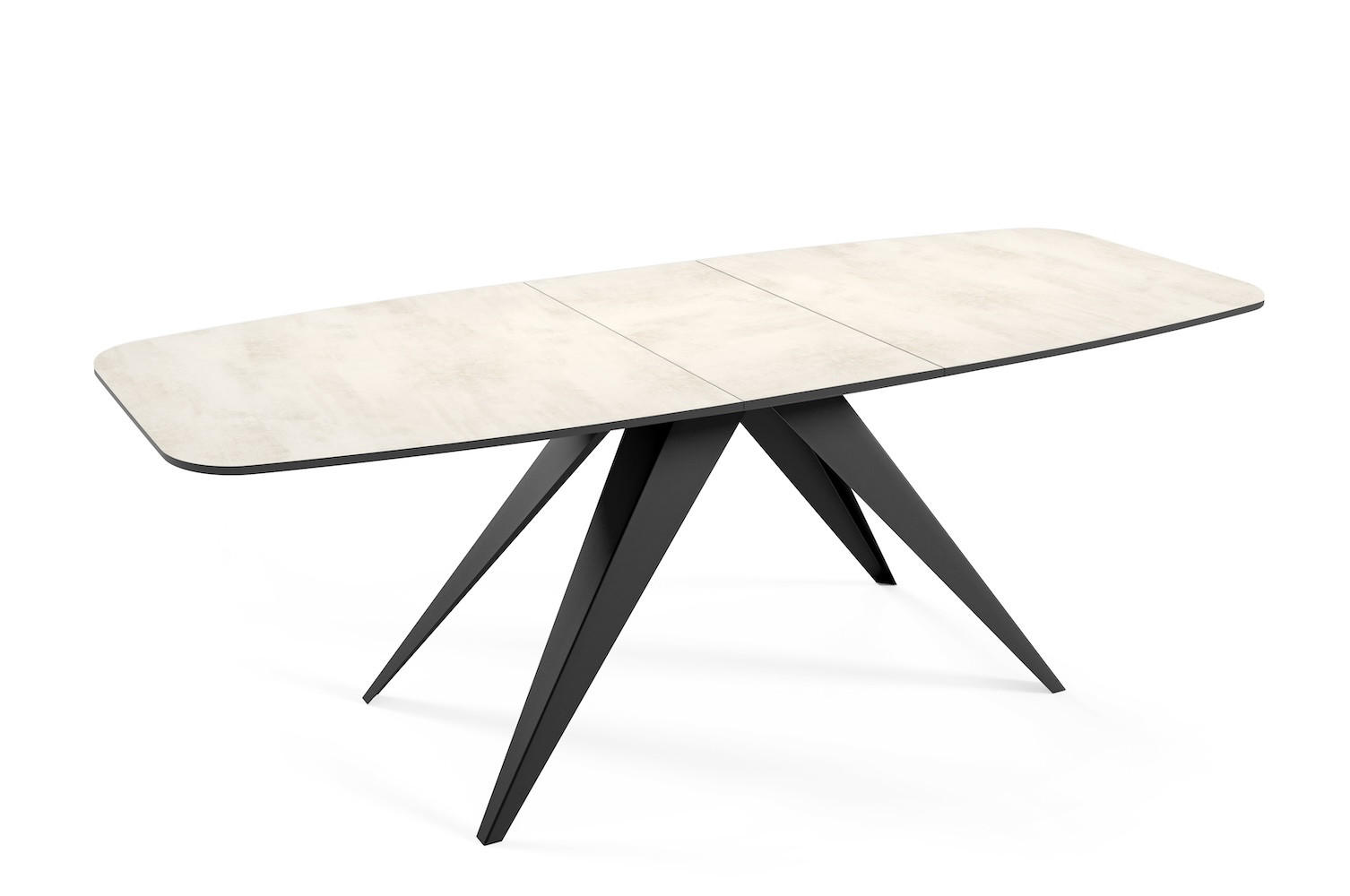 ESSTISCH Ferro Chromix Weiß / Schwarz 180/220 / 90 / 76cm - Ecru/Schwarz, Holz/Holzwerkstoff (180/90/76cm) - Feldmann-Wohnen