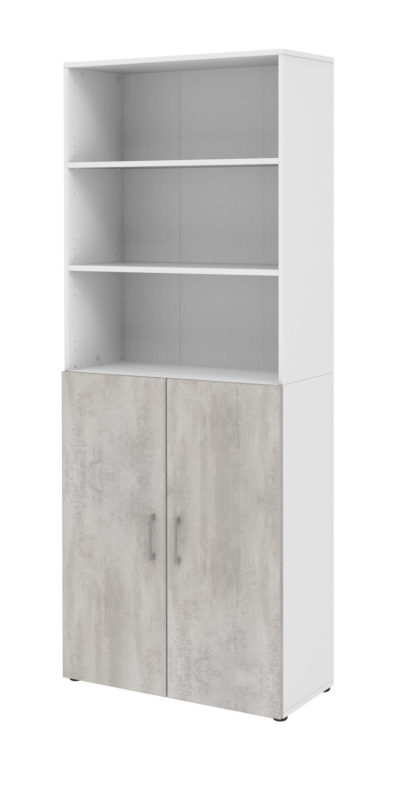 AKTENSCHRANK - 6 Ordnerhöhen - Weiß/Beton - Grau, Holzwerkstoff (80/212.5/34.4cm) - Röhr