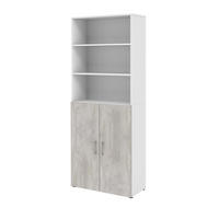 AKTENSCHRANK - 6 Ordnerhöhen - Weiß/Beton - Grau, Holzwerkstoff (80/212.5/34.4cm) - Röhr
