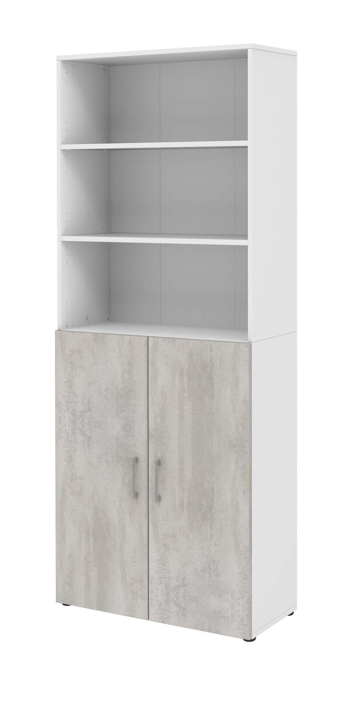 AKTENSCHRANK - 6 Ordnerhöhen - Weiß/Beton - Grau, Holzwerkstoff (80/212.5/34.4cm) - Röhr