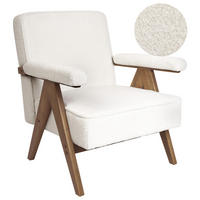 SESSEL Bouclé Cremeweiß Evje - Dunkelbraun/Weiß, Textil (65/81/57cm) - Beliani