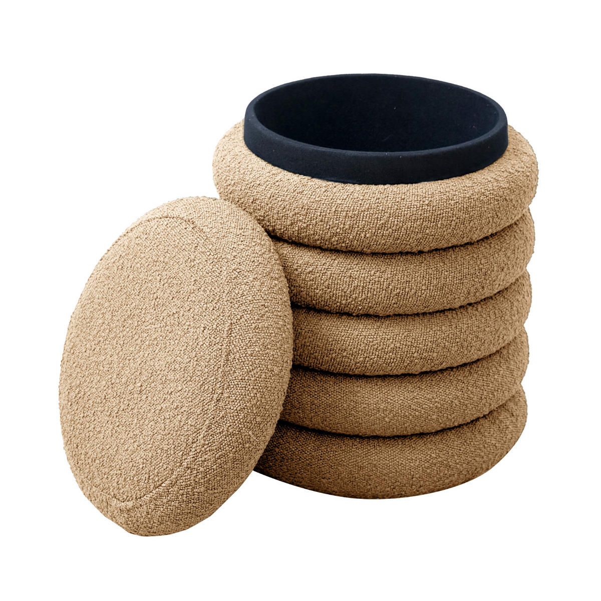 HOCKER BLOSSOM XS mit Stauraum Hellbraun - Hellbraun, Textil (40/43/40cm) - SVITA