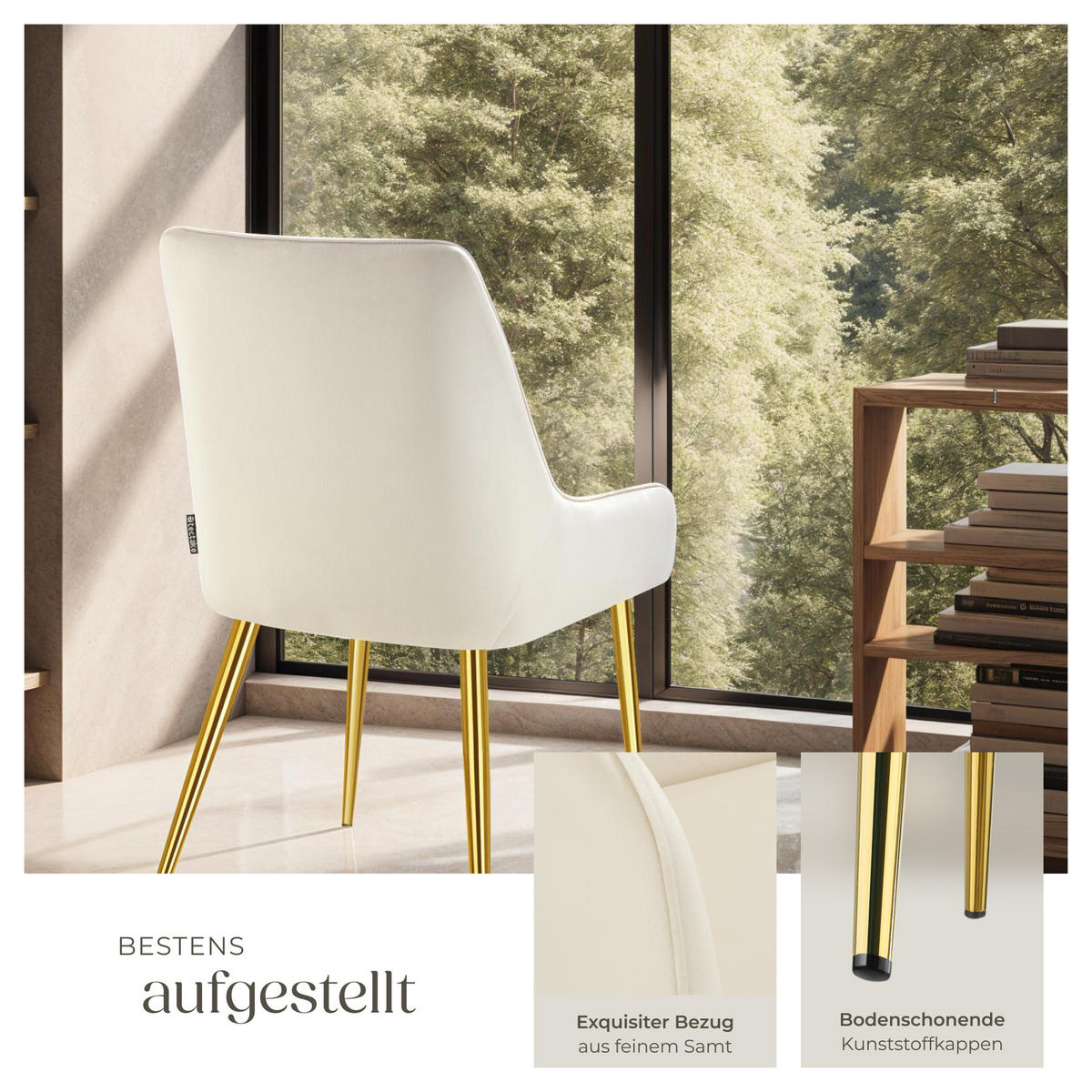 POLSTERSTUHL 4er Set Avane 52 x 61 x 89 cm beige - Beige, Textil (52/89/61cm) - tectake