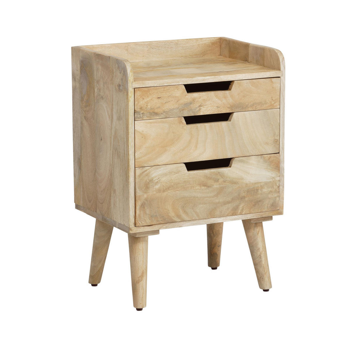 NACHTTISCH – Mango Massivholz, 45x33x63 cm, Hellbraun, 3 Schubladen, Ablage - Braun, Holz (45/63/33cm) - KADIMA DESIGN