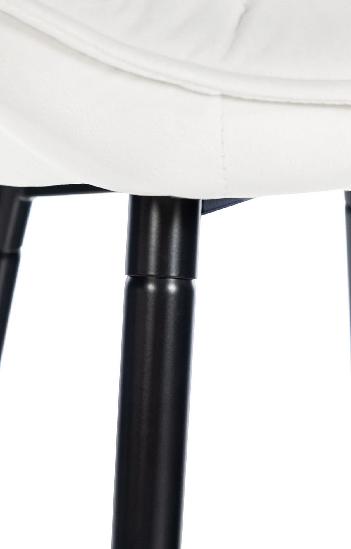 BARHOCKER 2er Set Samt cremeweiß - Schwarz/Weiß, Textil/Metall (54/103/57.5cm) - CLP