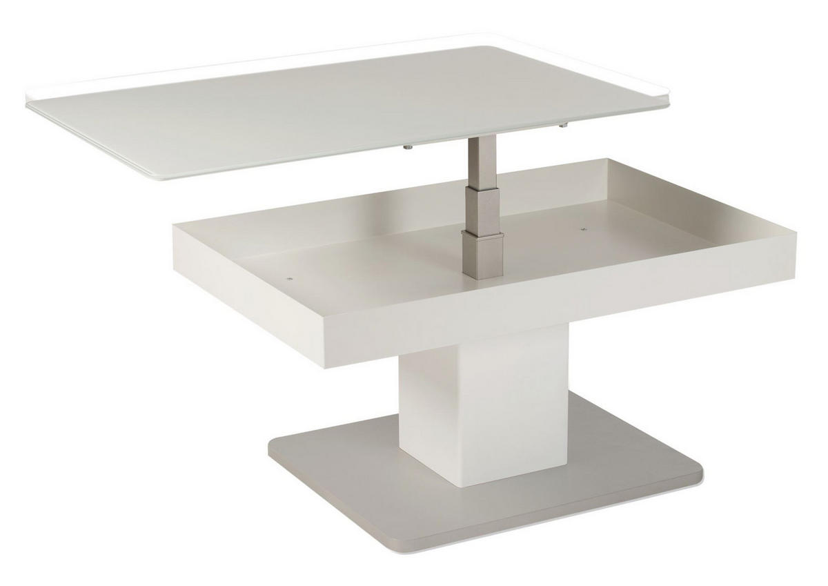FUNKTIONSTISCH höhenverstellbar Caley 90 x 60 x 44-62 Couchtisch Weiß - Weiß, Holz (90/60/44cm) - 58aufmkessel