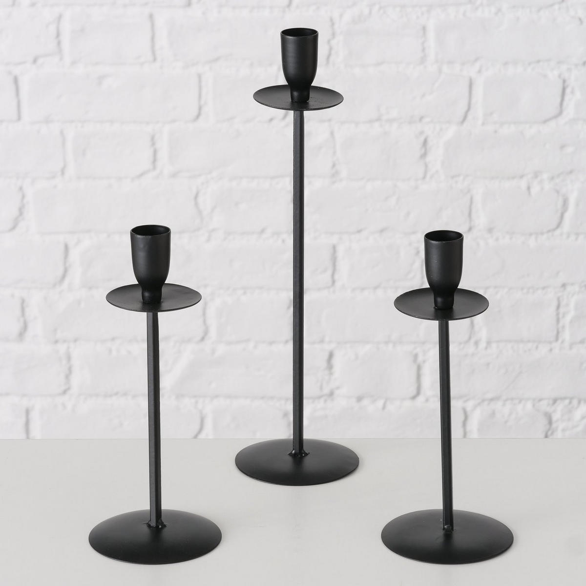 KERZENSTÄNDER Metall Chesil 20/26/30 cm 3er-Set - Schwarz, Metall (8.3/30/8.3cm) - Boltze Home