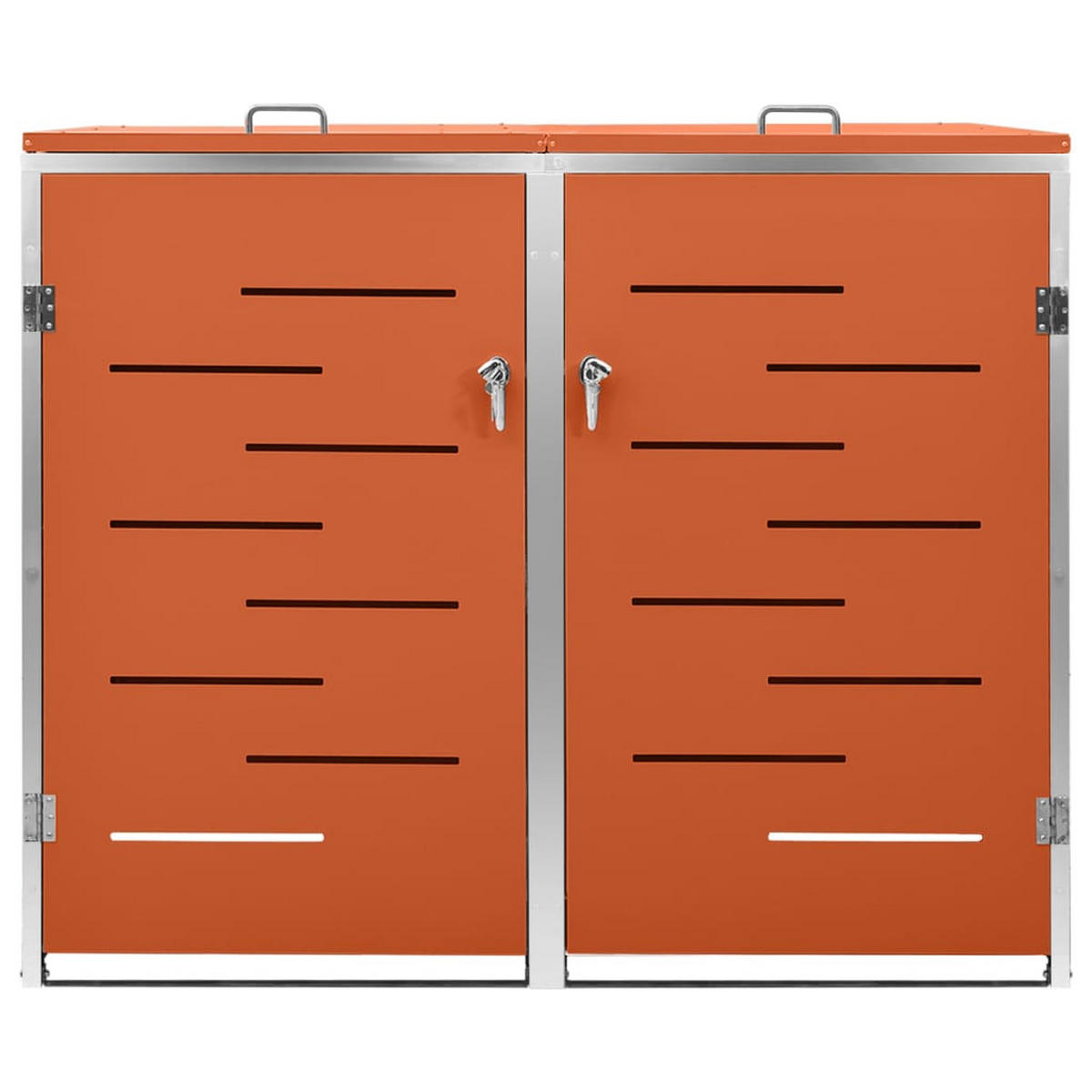 2ER Mülltonnenbox JAGU Edelstahl | Orange | 115,5x138x77,5cm | Für 2 Tonnen 240L - Orange, Metall (138/115.5/77.5cm) - DELUKE