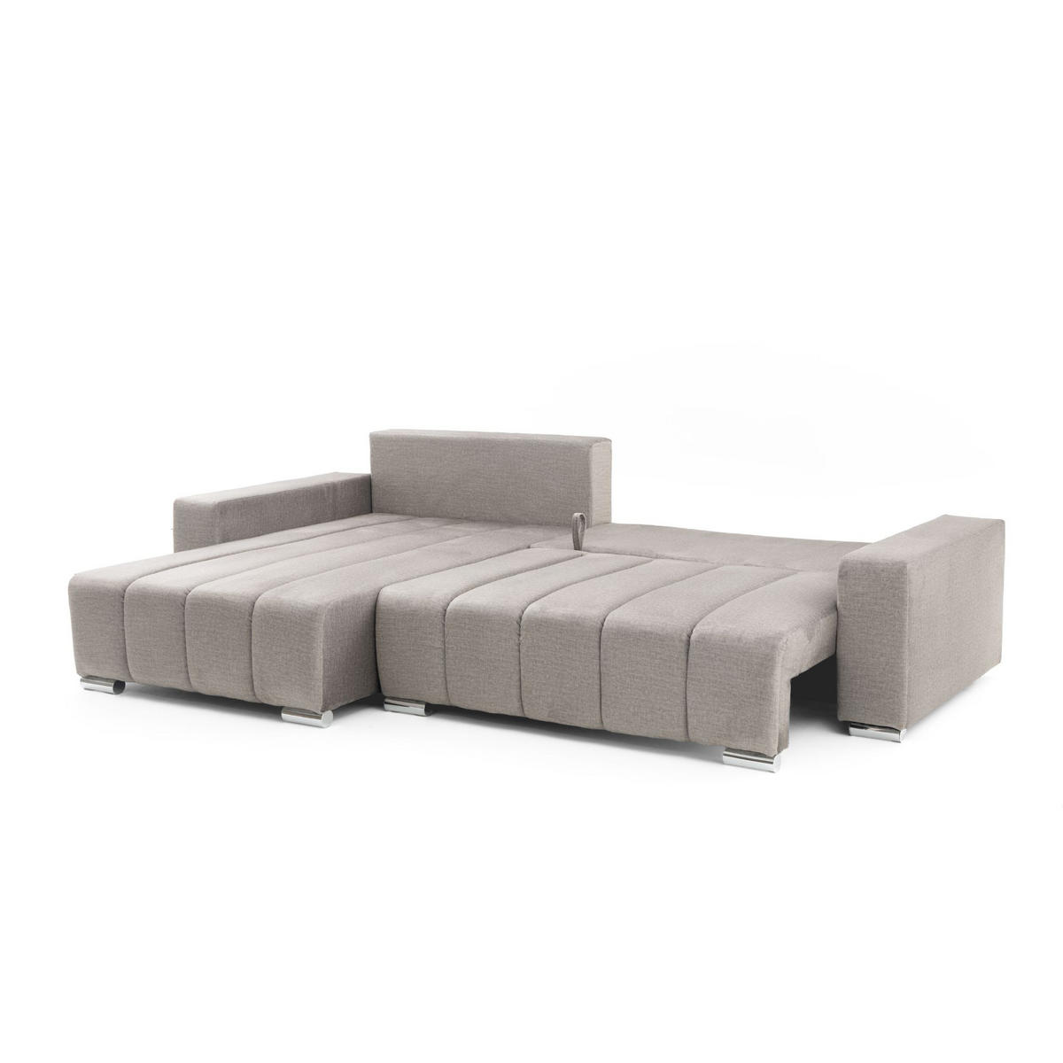 ECKSOFA Piano L Links mit Schlaffunktion 137x234 Velours Taupe - Taupe/Silberfarben, Holz/Textil (278/178cm) - Muffo