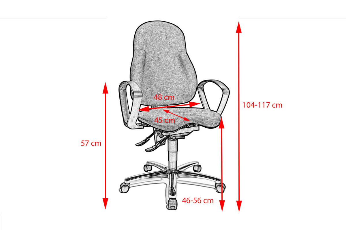 BÜROSTUHL TINO Schwarz Kunststoff Höhenverstellbar - Silberfarben/Schwarz, Kunststoff/Metall (64/104/64cm) - KAWOLA