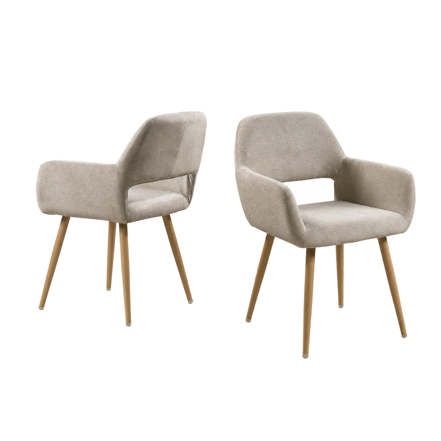 ESSZIMMERSTÜHLE 2er-Set, gepolsterte Sitzfläche aus Stoff, Metallbeine, Beige - Beige, Textil/Metall (54.5/78/53cm) - Meubles Cosy