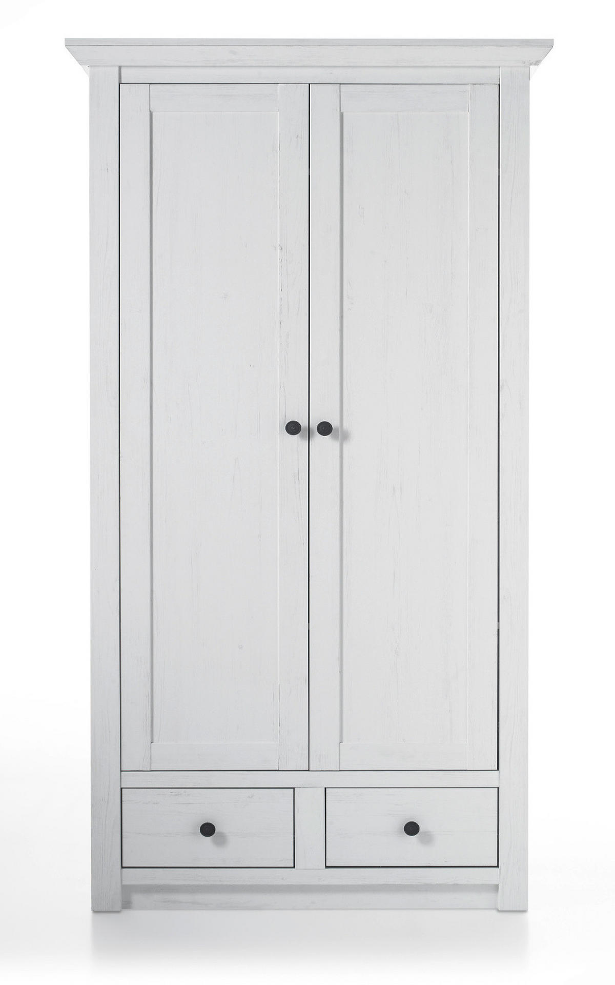 GARDEROBENSCHRANK Pinie weiß, Schuhschrank mit variabler Inneneinteilung - Schwarz/Weiß, Holzwerkstoff/Metall (105/206/45cm) - Furn.Design
