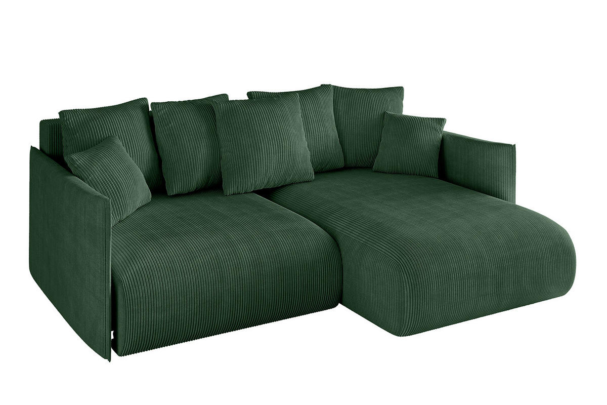 ECKSOFA Ottomane rechts ONESK-L 216x177x72 Grün Cord - Grün, Holzwerkstoff/Kunststoff (177/216cm) - ALTDECOR